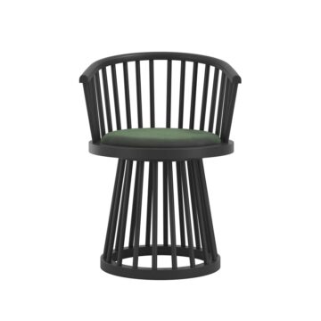 Lina Black Dining Chair | Forest Green