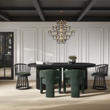 Lina Black Dining Chair | Forest Green