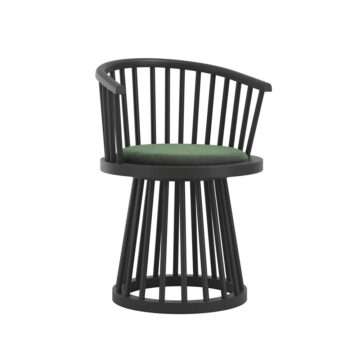 Lina Black Dining Chair | Forest Green