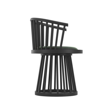 Lina Black Dining Chair | Forest Green