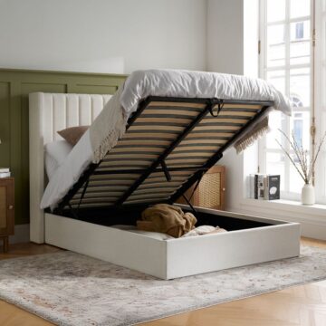 Mabel Cream 5′ King Size Ottoman Bed