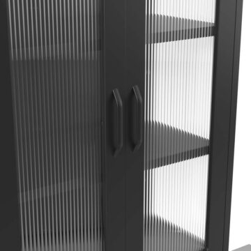 Marsh Matt Black 2 Door Cabinet | Reeded Glass
