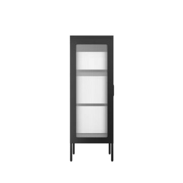 Marsh Matt Black 2 Door Cabinet | Reeded Glass