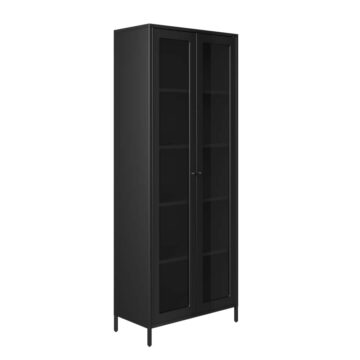 Mase Black 2 Door Cabinet | Clear Glass