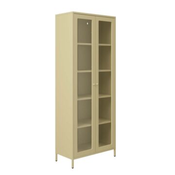 Mase Beige 2 Door Cabinet | Clear Glass