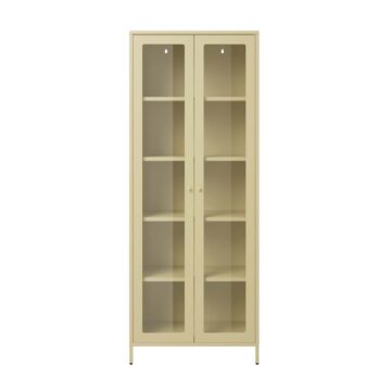 Mase Beige 2 Door Cabinet | Clear Glass