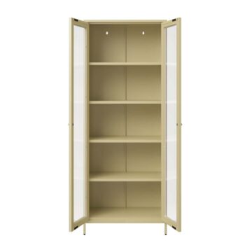 Mase Beige 2 Door Cabinet | Clear Glass
