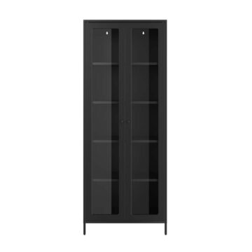 Mase Black 2 Door Cabinet | Clear Glass