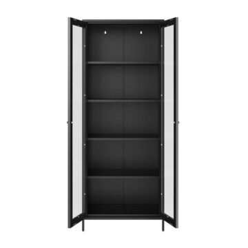 Mase Black 2 Door Cabinet | Clear Glass