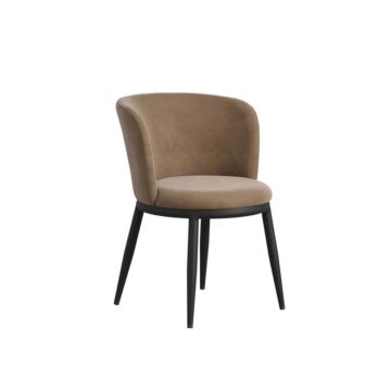 Nova Pair of Brown Dining Chairs | Black Legs