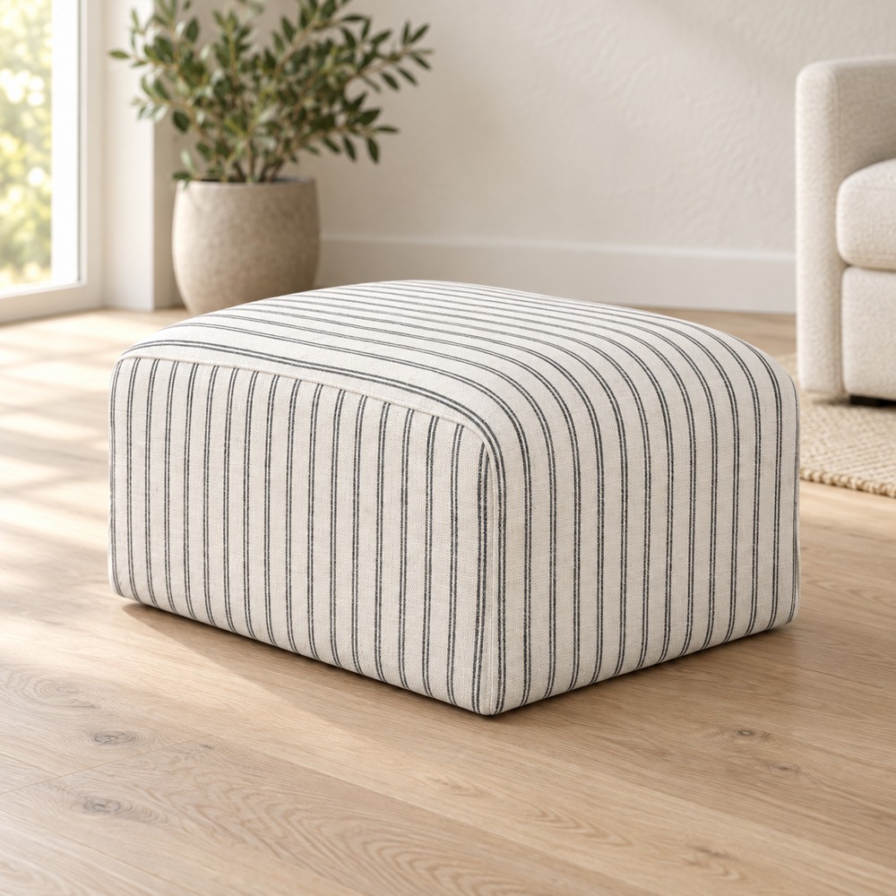 Ryder Chalk Stripe Pouffe