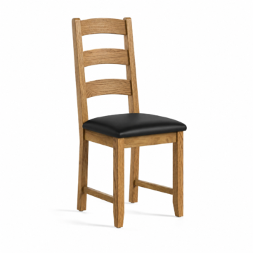 Alderstone Waxed Oak Ladder Chair | Leather Pad | Assembled