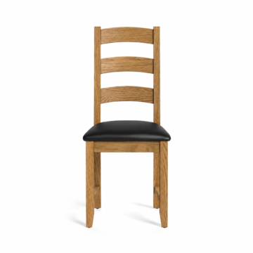 Alderstone Waxed Oak Ladder Chair | Leather Pad | Assembled