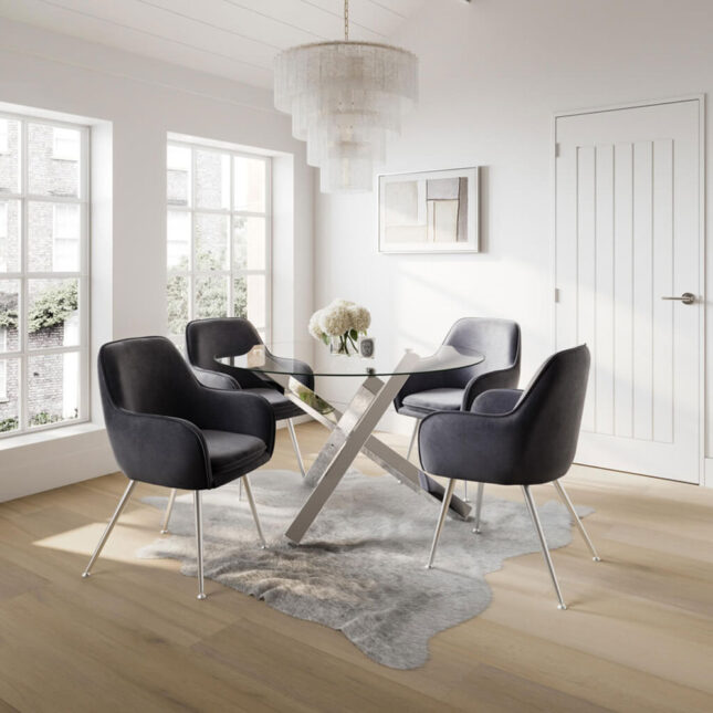 Capri Clear / Silver Dining Table (2 Packs) | Oak World