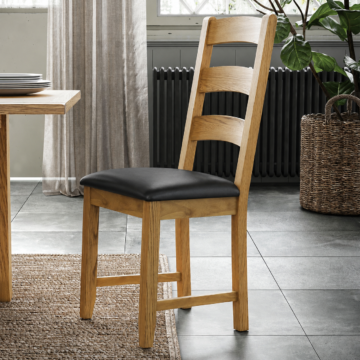 Alderstone Waxed Oak Ladder Chair With Leather Pad