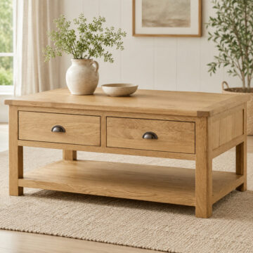 Tynedale Oak Coffee Table with Drawers | Wax Finish | Clearance