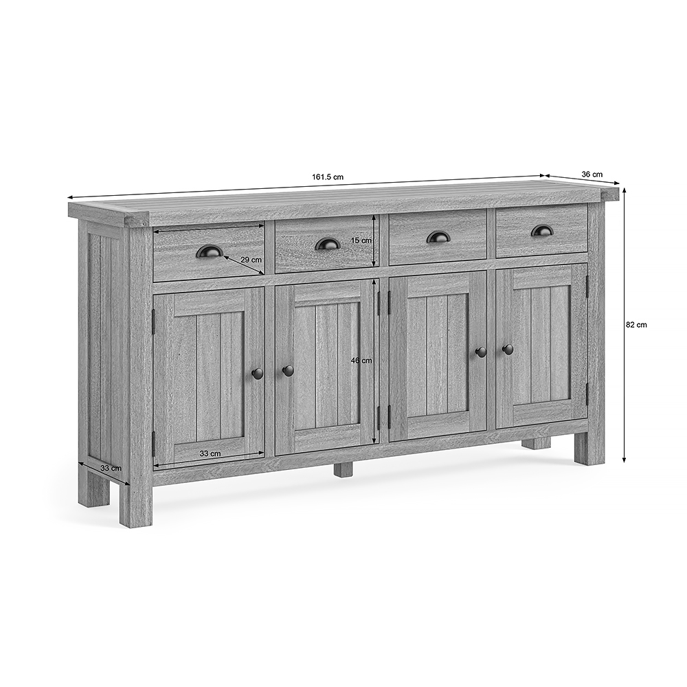 Stonebeck 4 Door 4 Drawer Sideboard | Assembled