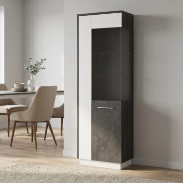 Colorado Black & WhiteTall Glazed Display Cabinet | Right Hand