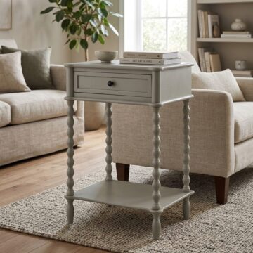 The Merebrook Collection Grey 1 Drawer Side Table