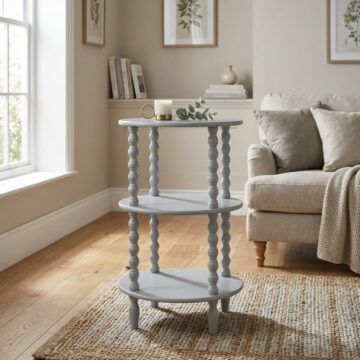The Merebrook Collection Grey Tall Round Side Table