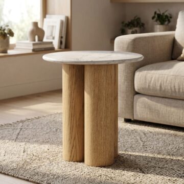 Ryder Marble Three-Column Side Table | Assembled