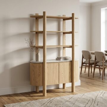 Ryder Oak Display Cabinet | White Marble Top