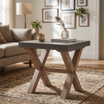 Brixton Oak Side Table | Grey Top
