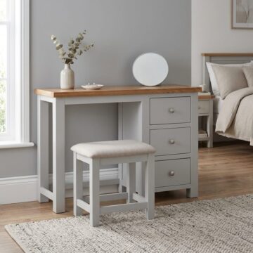 Wynyard Grey 3 Drawer Dressing Table and Stool