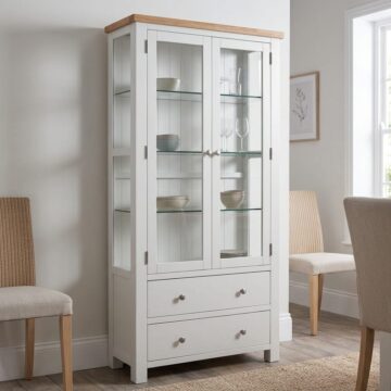 Wynyard Grey 2 Door 2 Drawer Glass Display Cabinet