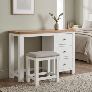 Wynyard White 3 Drawer Dressing Table and Stool