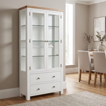Wynyard White 2 Door 2 Drawer Glass Display Cabinet