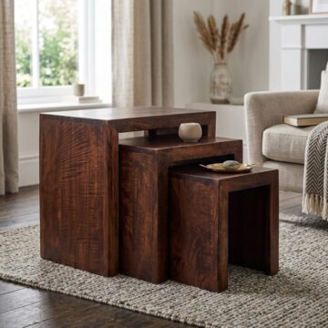 Malda Dark Mango Nest of Tables | Assembled