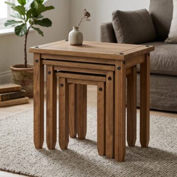 Azusa Antique Waxed Pine Nest of Tables