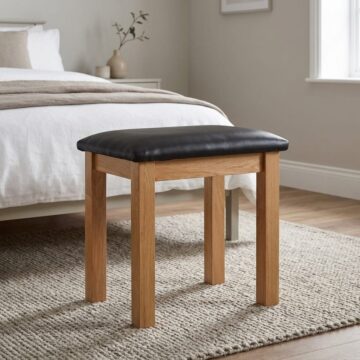 Devon Oak Dressing Table Stool Dark Brown Seat