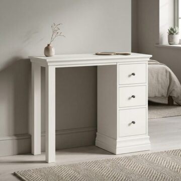 Riverton White 3 Drawer Single Pedestal Dressing Table