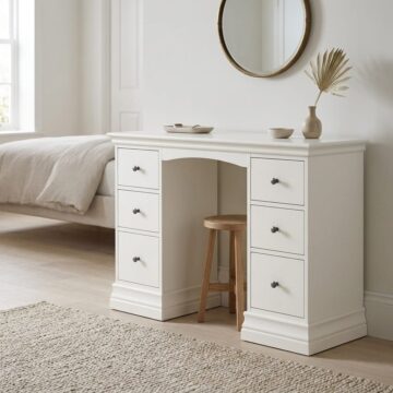 Riverton White 6 Drawer Double Pedestal Dressing Table | Clearance