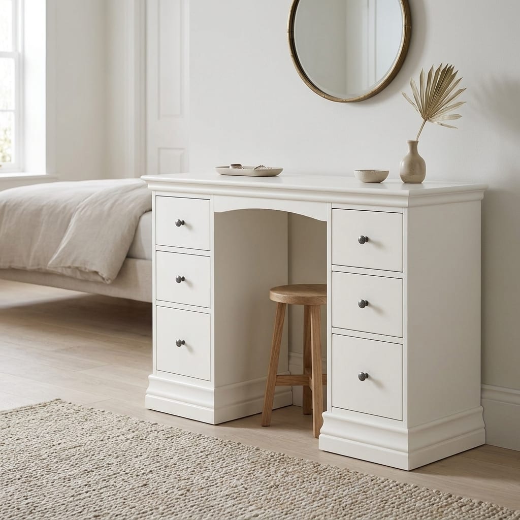 Riverton White 6 Drawer Double Pedestal Dressing Table | Clearance