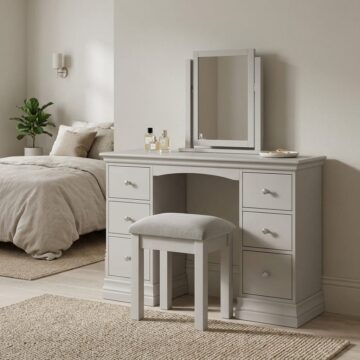 Riverton Grey 6 Drawer Double Pedestal Dressing Table