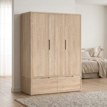 Elwood Oak Triple Wardrobe