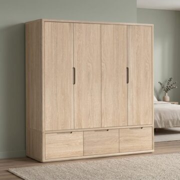 Elwood Oak 4 Door Wardrobe