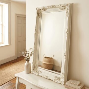 Reflections Cream Leaner Mirror | Assembled