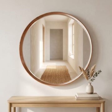Reflections Round Mirror | Oak Finish | Assembled