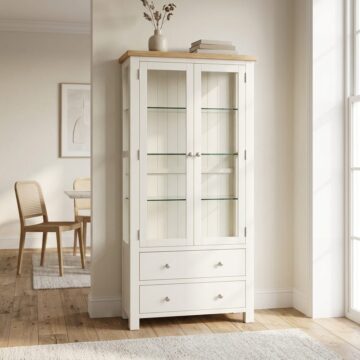 Wynyard Ivory 2 Door 2 Drawer Glass Display Cabinet