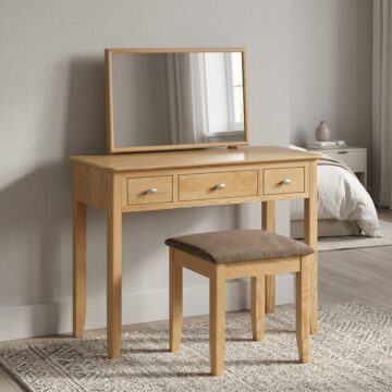 Denby Oak 3 Drawer Dressing Table Set