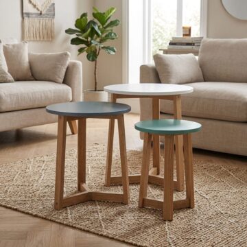 Jasper Oak Nest of Tables | Funky Coloured Tops