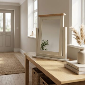 Tynedale Stone Grey Painted Table Vanity Mirror | Assembled