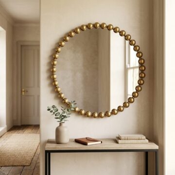 Ceretti Gold Round Mirror | Assembled