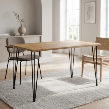 Avila Pine Rectangular Dining Table | Antique Waxed Pine | Black Legs