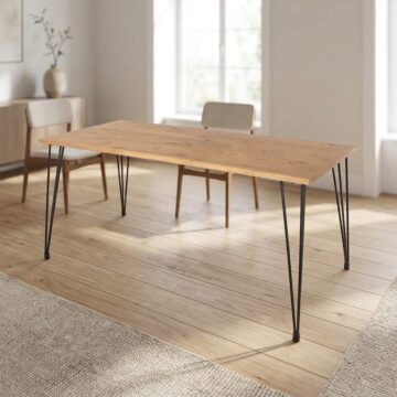 Avila Pine Rectangular Dining Table | Antique Waxed Pine | Black Legs