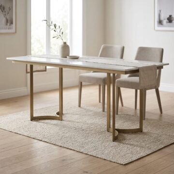 Everton Dining Table | Gold & White